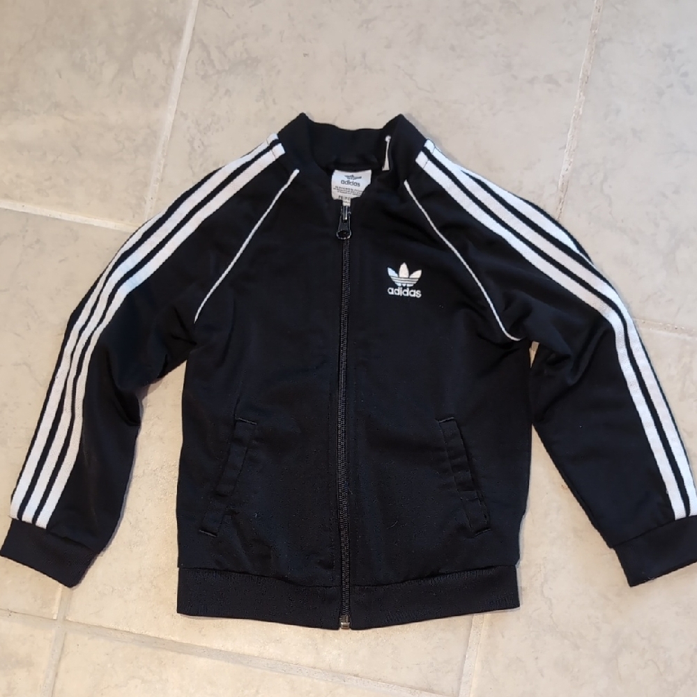 Adidas 4T Black & White Zipped Up Sweater